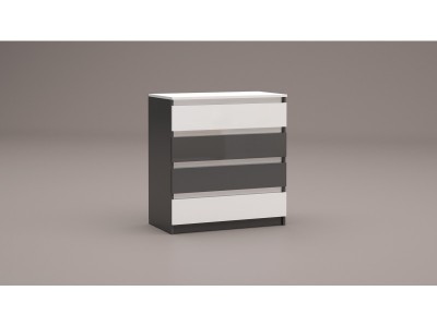 Συρταριέρα Leo 4 (ανθρακίτη στιλπνό /λευκό στιλπνό)